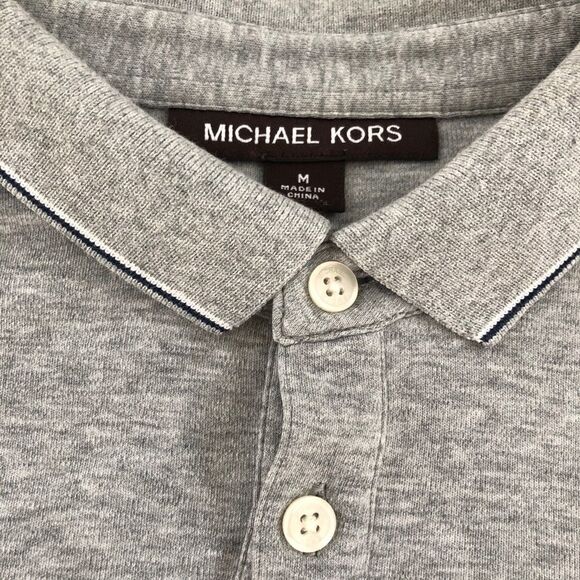 Michael Kors Golf Shirt Polo Grey White Edge M - Picture 4 of 7